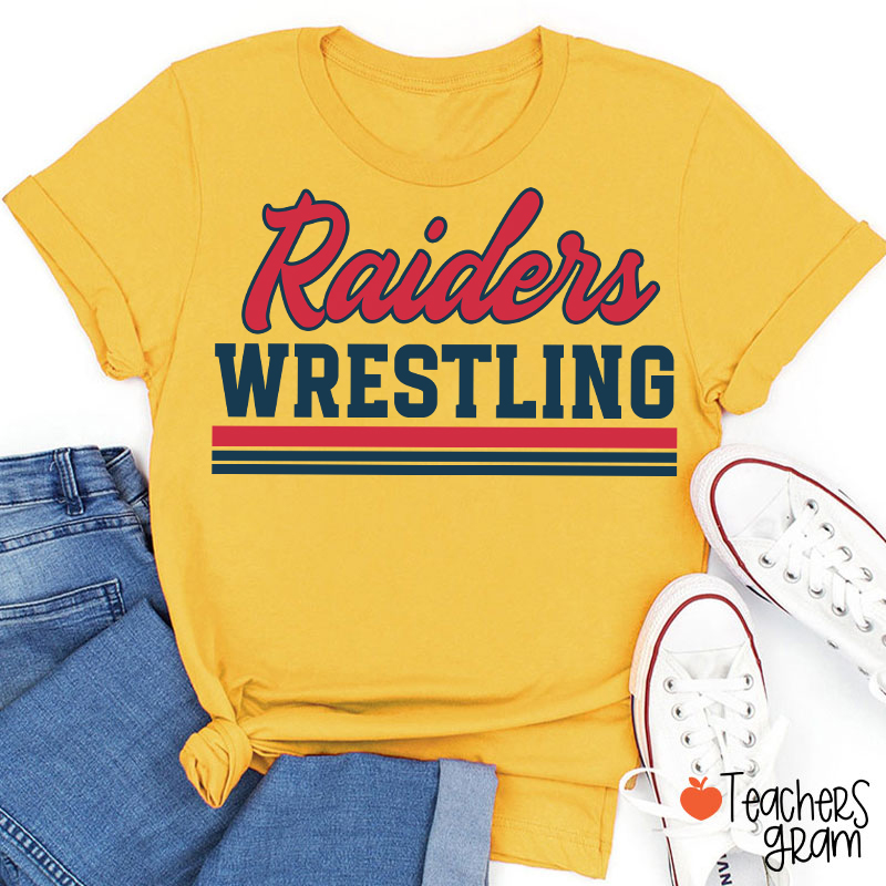 Personalized Mascot And School Name Contrasting Lines Teacher T-Shirt