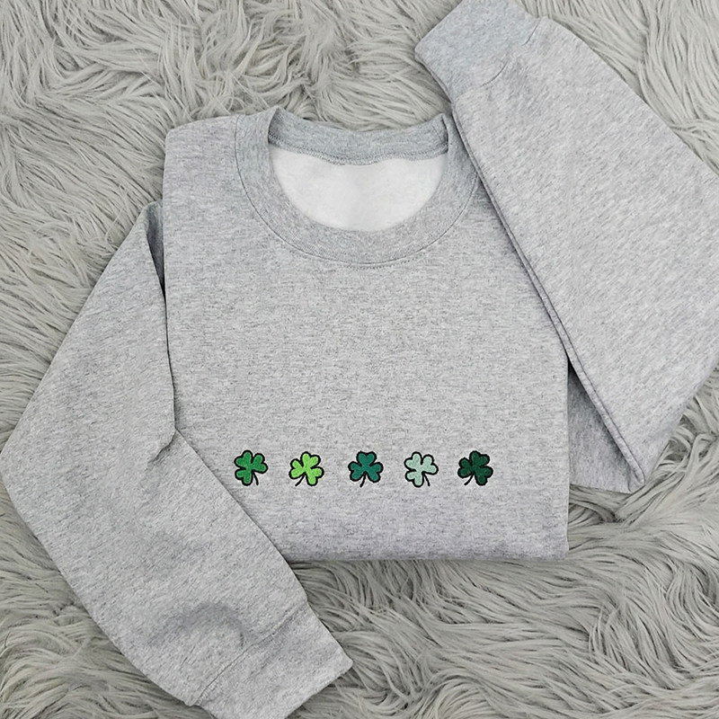 Embroidered Mini Shamrocks Teacher Sweatshirt