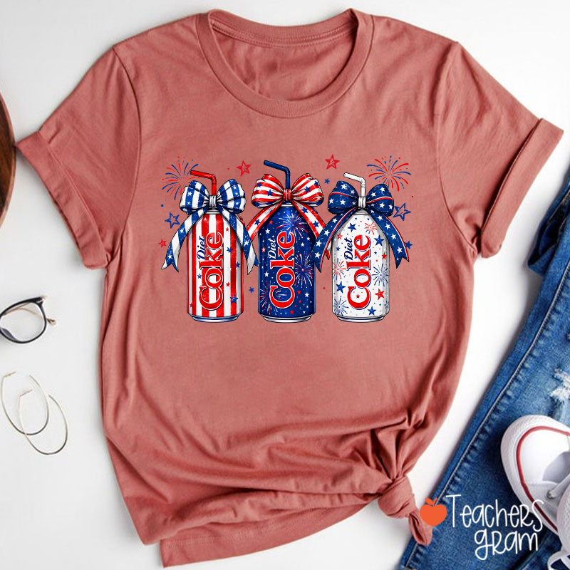 4th Of July Coquette Bow Coke Lover Teacher T-Shirt