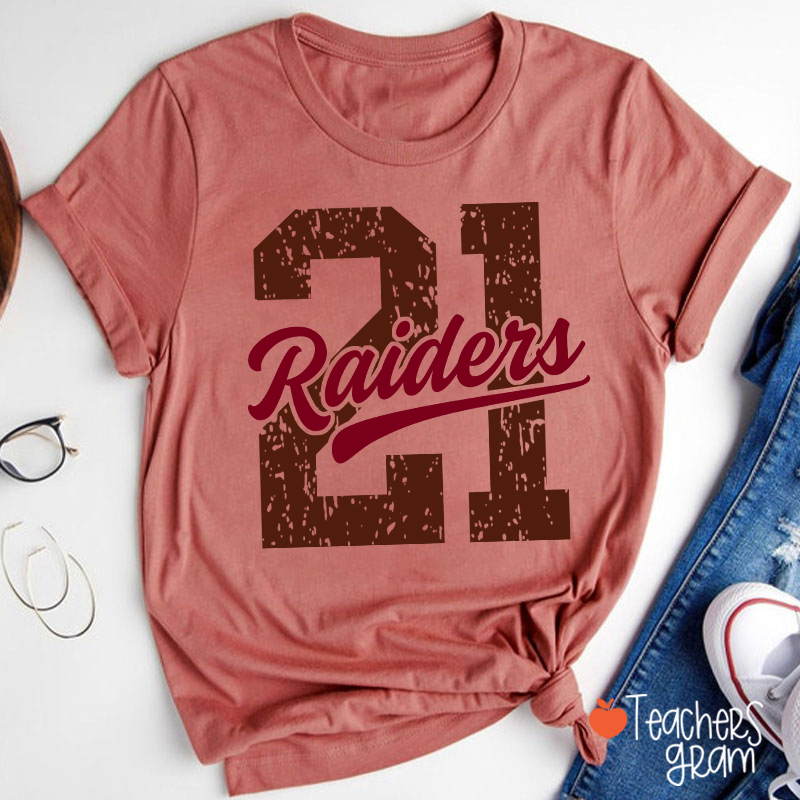 Personalized Vintage Distressed Number Team Name Mascot Teacher T-Shirt