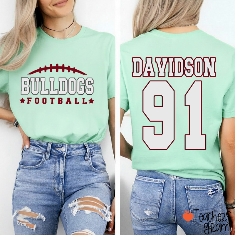 Personalized Name And Sport Number Teacher Two Sided T-Shirt