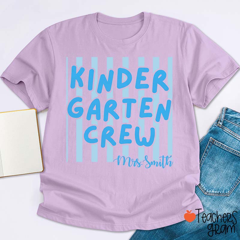 Personalized Text Vertical Stripe Teacher T-Shirt