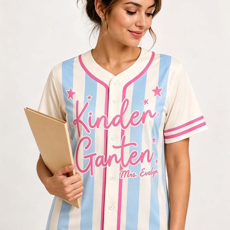 Personalized Grade And Name Star Decor Teacher Baseball Jersey