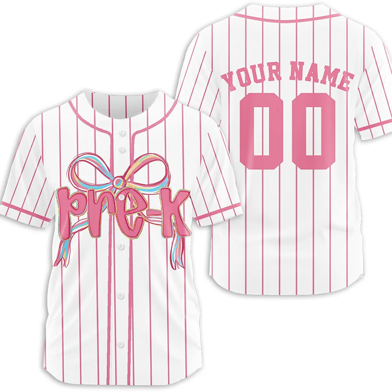 Personalized Grade And Name Coquette Bow Teacher Baseball Jersey