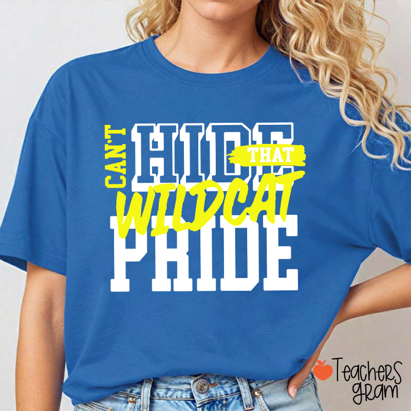 Personalized Can't Hide That Warrior Pride Bold Color Block Text Graphic Teacher T‑Shirt