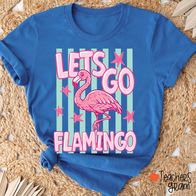 Personalized Retro Cute Animal Striped Frame Teacher T-Shirt