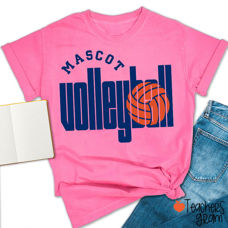 Personalized Mascot Volleyball Retro Game Day Teacher T-Shirt