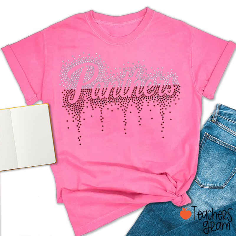 Personalized Name Gradient Faux Sparkling Drip Sparkle Bling Teacher T-Shirt