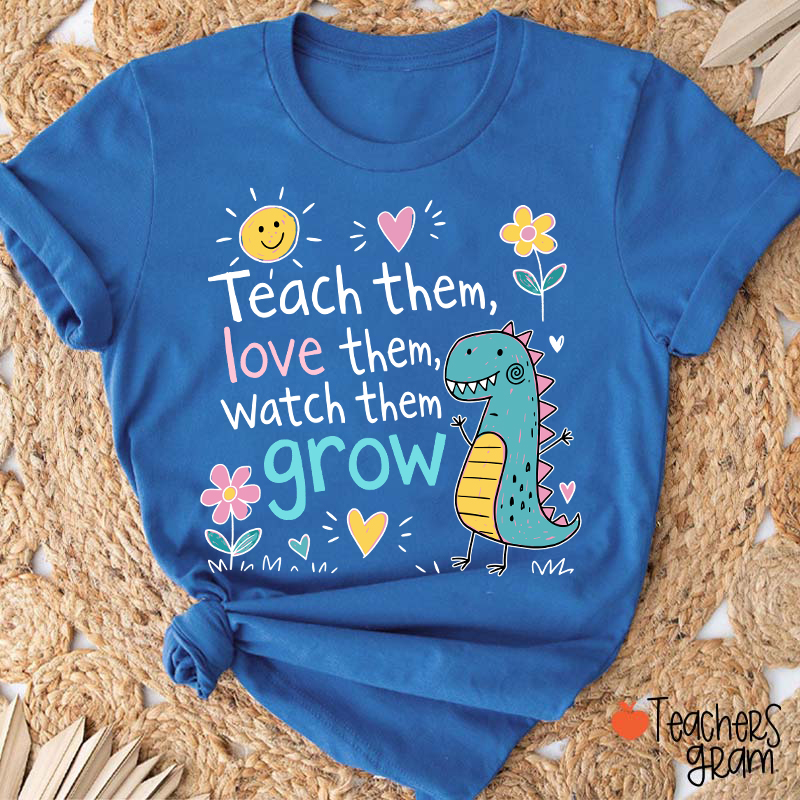 Cute Dinosaur Flower Quote Graphic Teacher T-Shirt