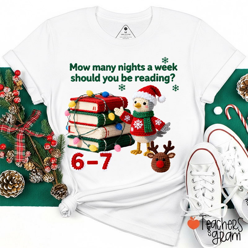 Faux Yarn Six Seven Reading Teacher T-Shirt