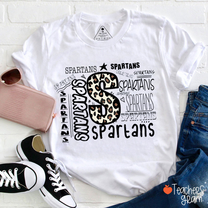 Personalized Mascot Leopard A Variety Of Fonts Teacher T-Shirt