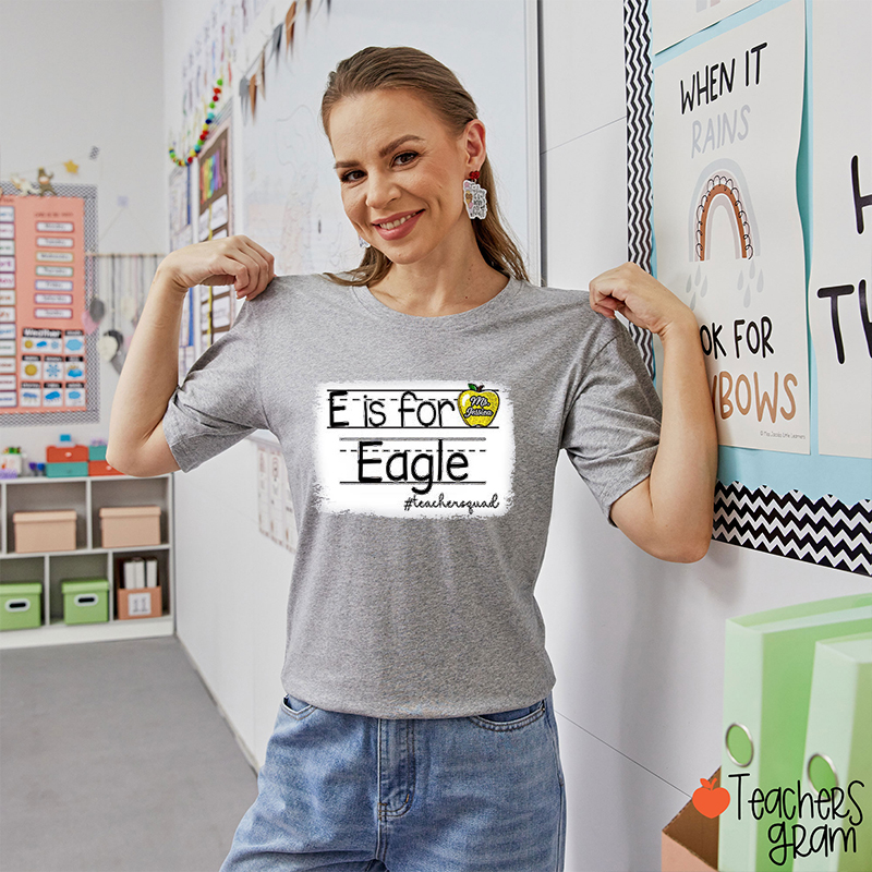 Personalized Mascot Initials Apple School Spirit Teacher T-Shirt