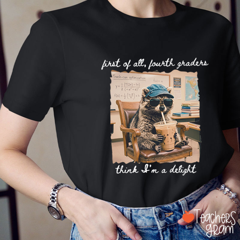 Personalized Grade Funny Coffee Raccoon Meme Teacher T-Shirt