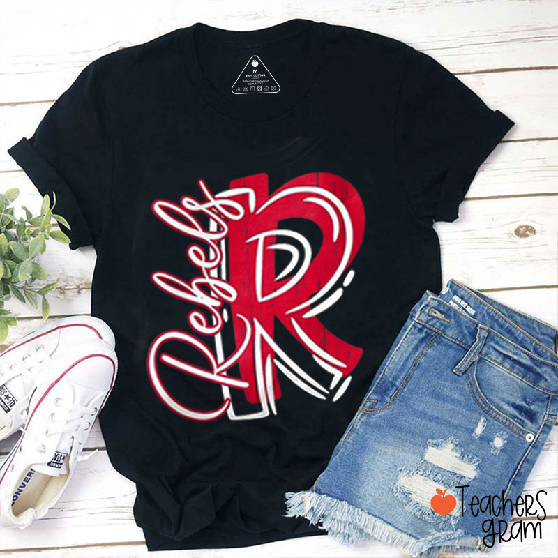 Personalized School Spirit Mascot Initial Teacher T-Shirt