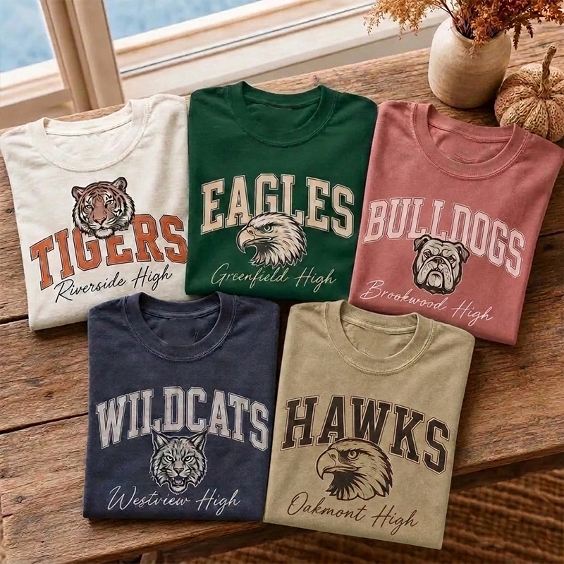 Personalized Mascot And School Name Vintage Sports Graphic Teacher T‑Shirt