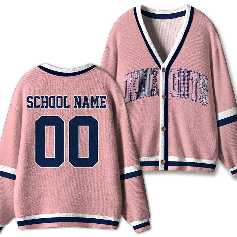 Personalized School Name Number Mascot Teacher Ugly Cardigan Sweater