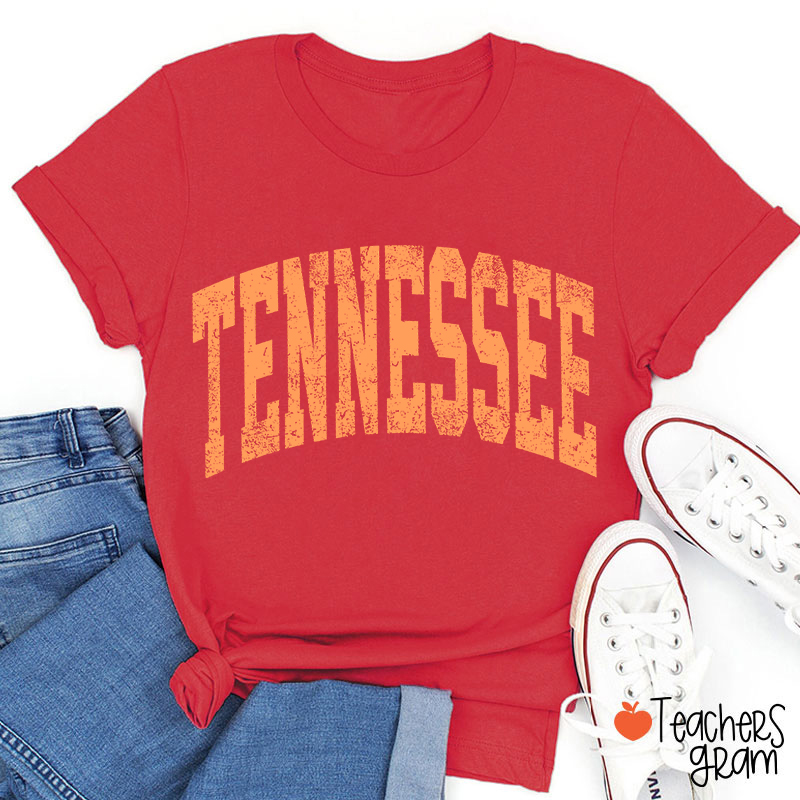 Vintage Distressed Tennessee Bold Arch Letter Teacher T-Shirt