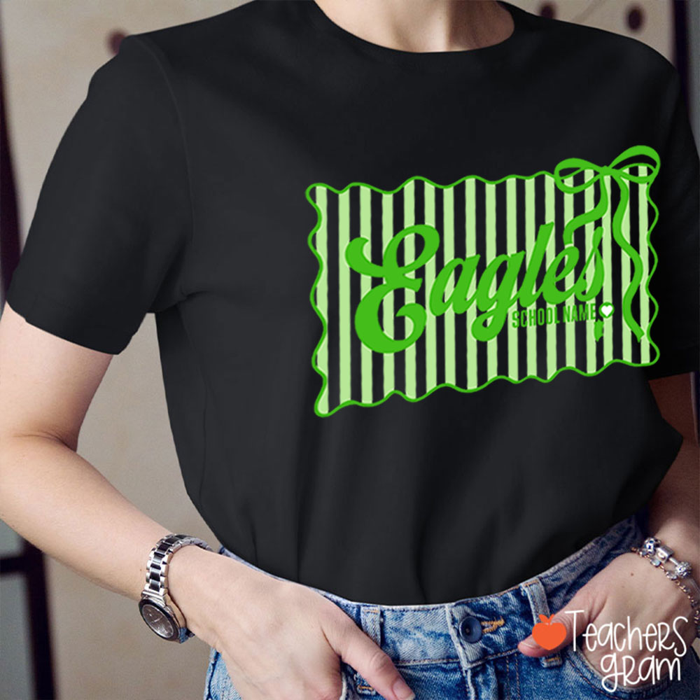 Personalized Retro Stripe Cheer Team Teacher T-Shirt