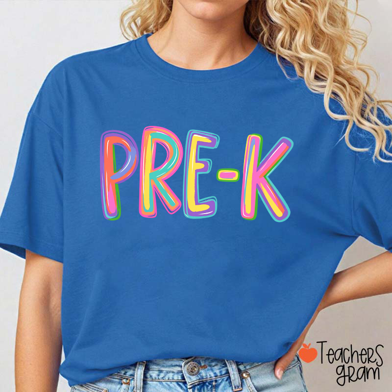Personalized Name Colorful Neon Teacher T-Shirt