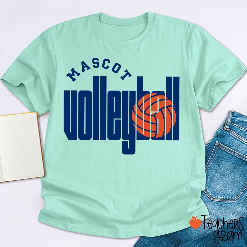 Personalized Mascot Volleyball Retro Game Day Teacher T-Shirt