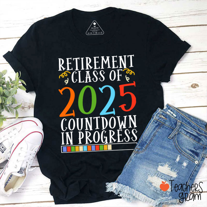 Personalized Retirement Countdown In Progress Teacher T-Shirt Sale-Teachersgram