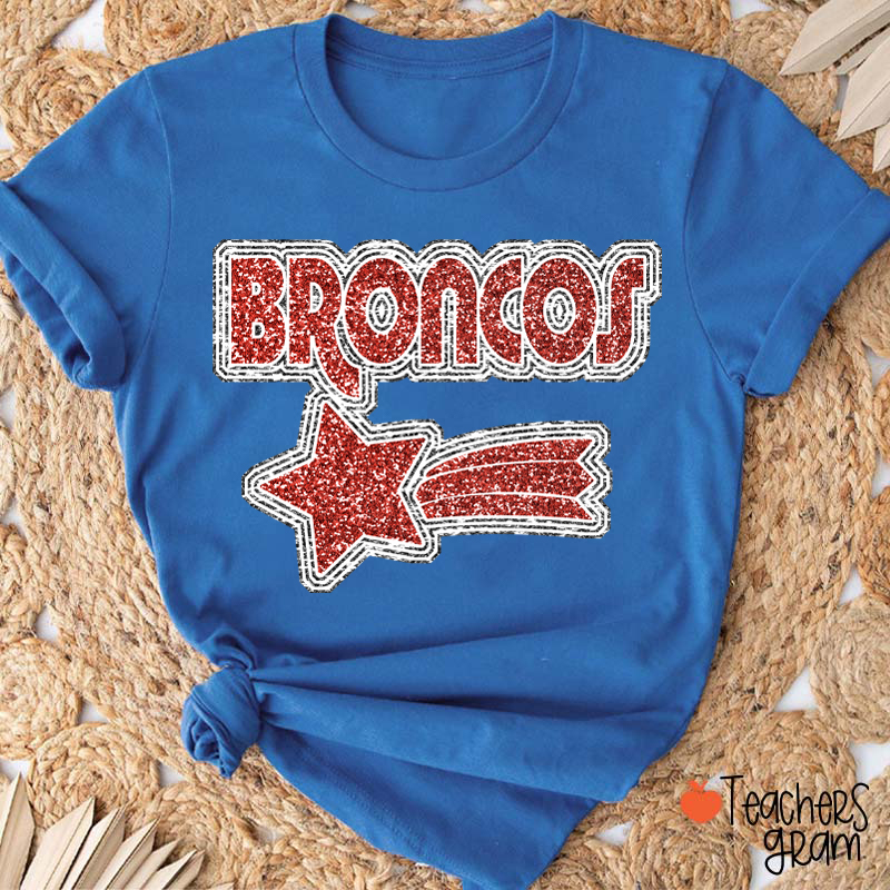 Personalized Mascot Glitter Star Game Day Teacher T-Shirt