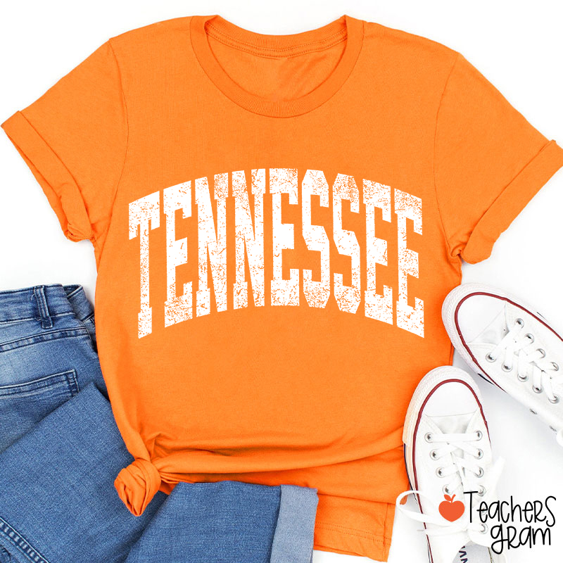 Vintage Distressed Tennessee Bold Arch Letter Teacher T-Shirt