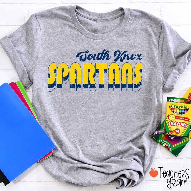 Personalized Mascot And School Name Distressed Retro Spirit Teacher T-Shirt