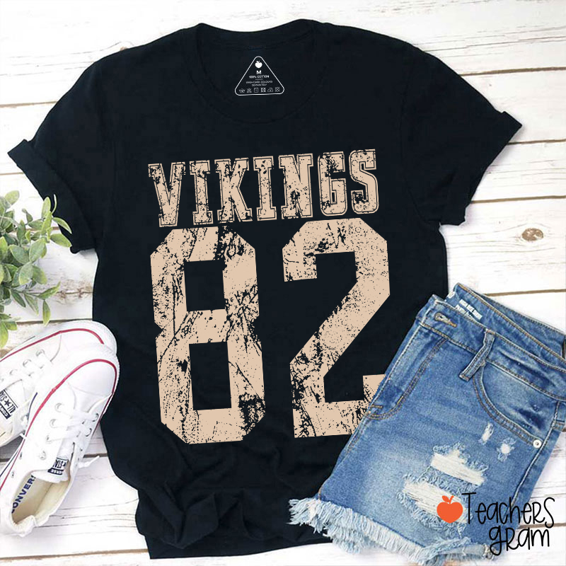 Personalized Mascot Number Vintage Distressed Sport Teacher T‑Shirt