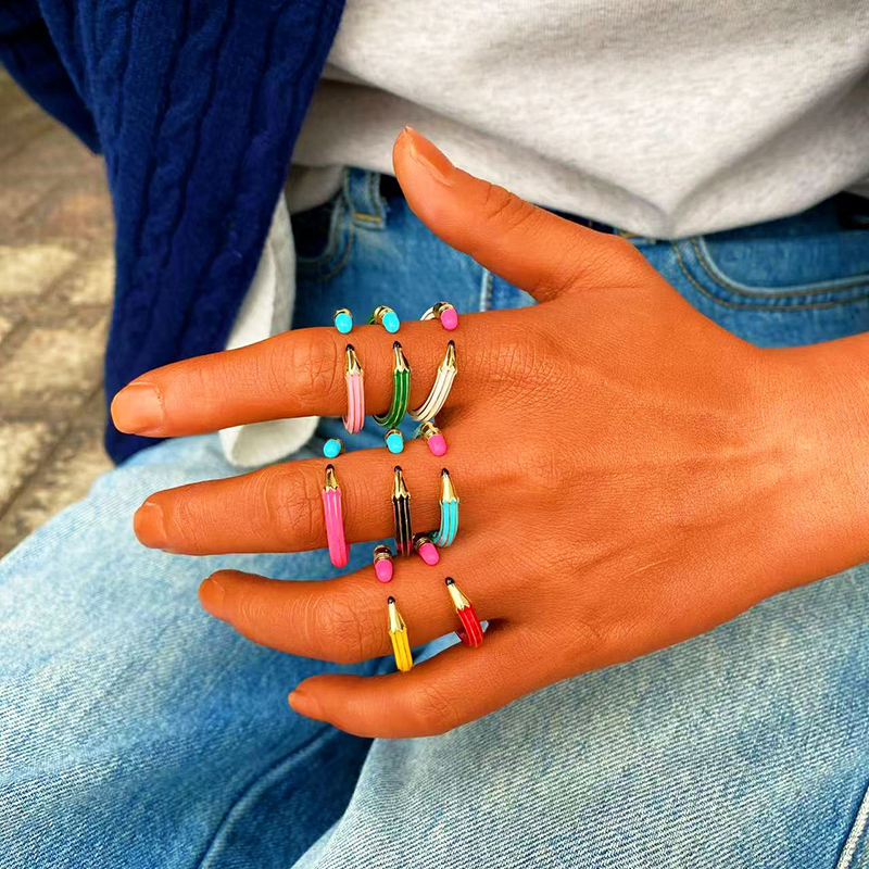 Colorful Pencil Teacher Ring
