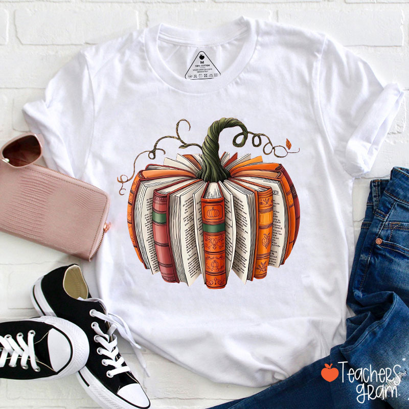 Pumpkin Book Teacher T-Shirt