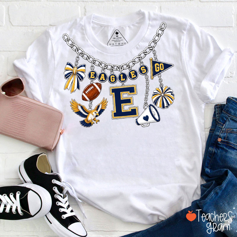 Personalized Mascot Sport Charm Chain Cheerleading Teacher T‑Shirt