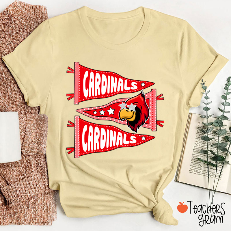 Personalized Starry Eyes Mascot Pennant Game Day Teacher T-Shirt