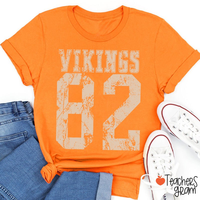 Personalized Mascot Number Vintage Distressed Sport Teacher T‑Shirt