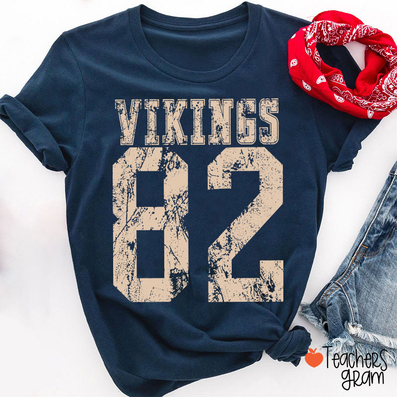 Personalized Mascot Number Vintage Distressed Sport Teacher T‑Shirt