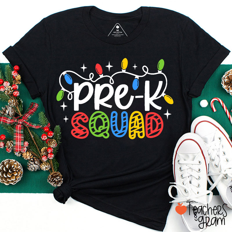 Personalized Grade Squad Christmas Lights Teacher T-Shirt