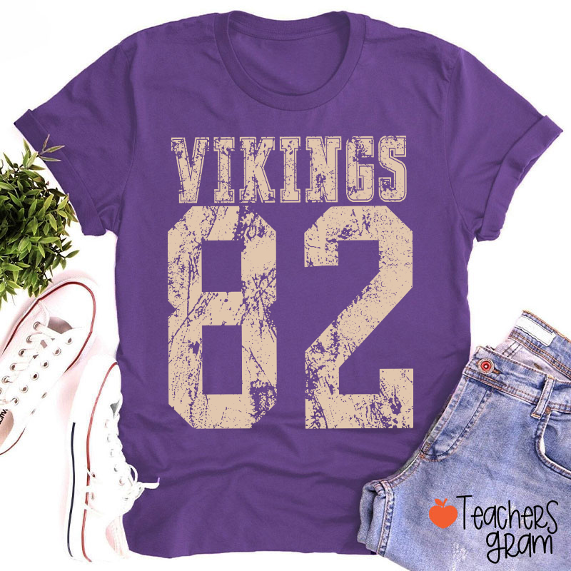 Personalized Mascot Number Vintage Distressed Sport Teacher T‑Shirt
