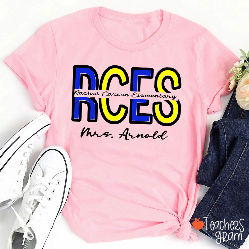 Personalized School Name Abbreviation School Color Teacher T-Shirt