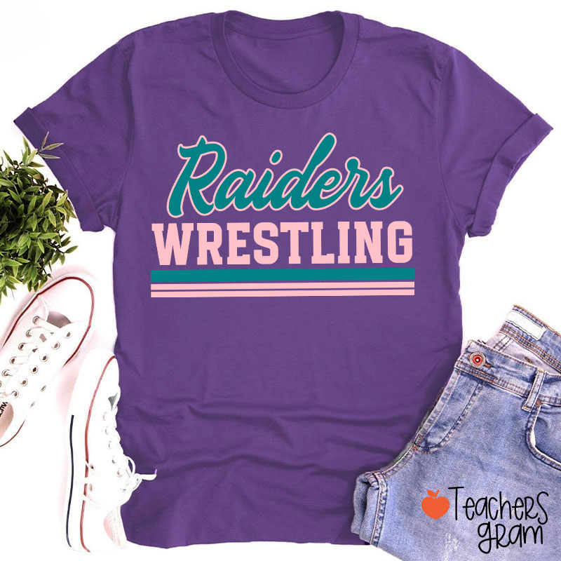 Personalized Mascot And School Name Contrasting Lines Teacher T-Shirt
