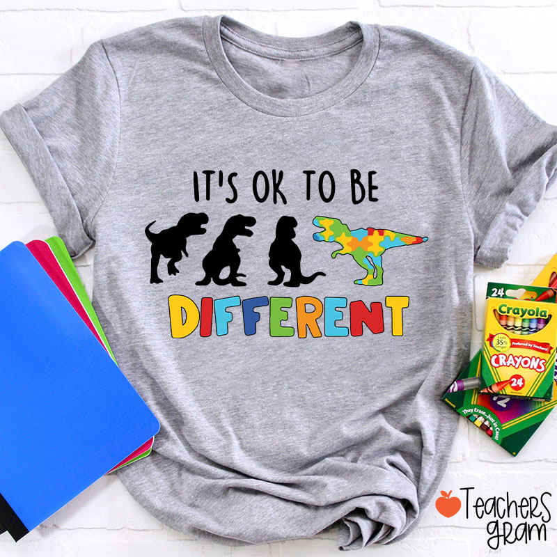 Dinosaur It's Ok To Be Different Teacher T-Shirt