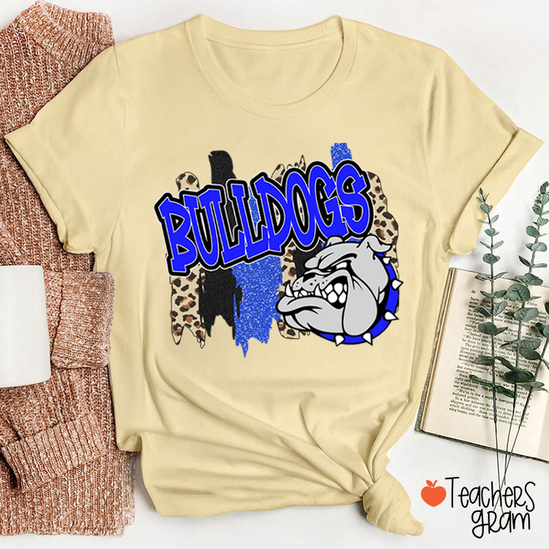 Personalized Mascot Leopard Stripes Teacher T-Shirt