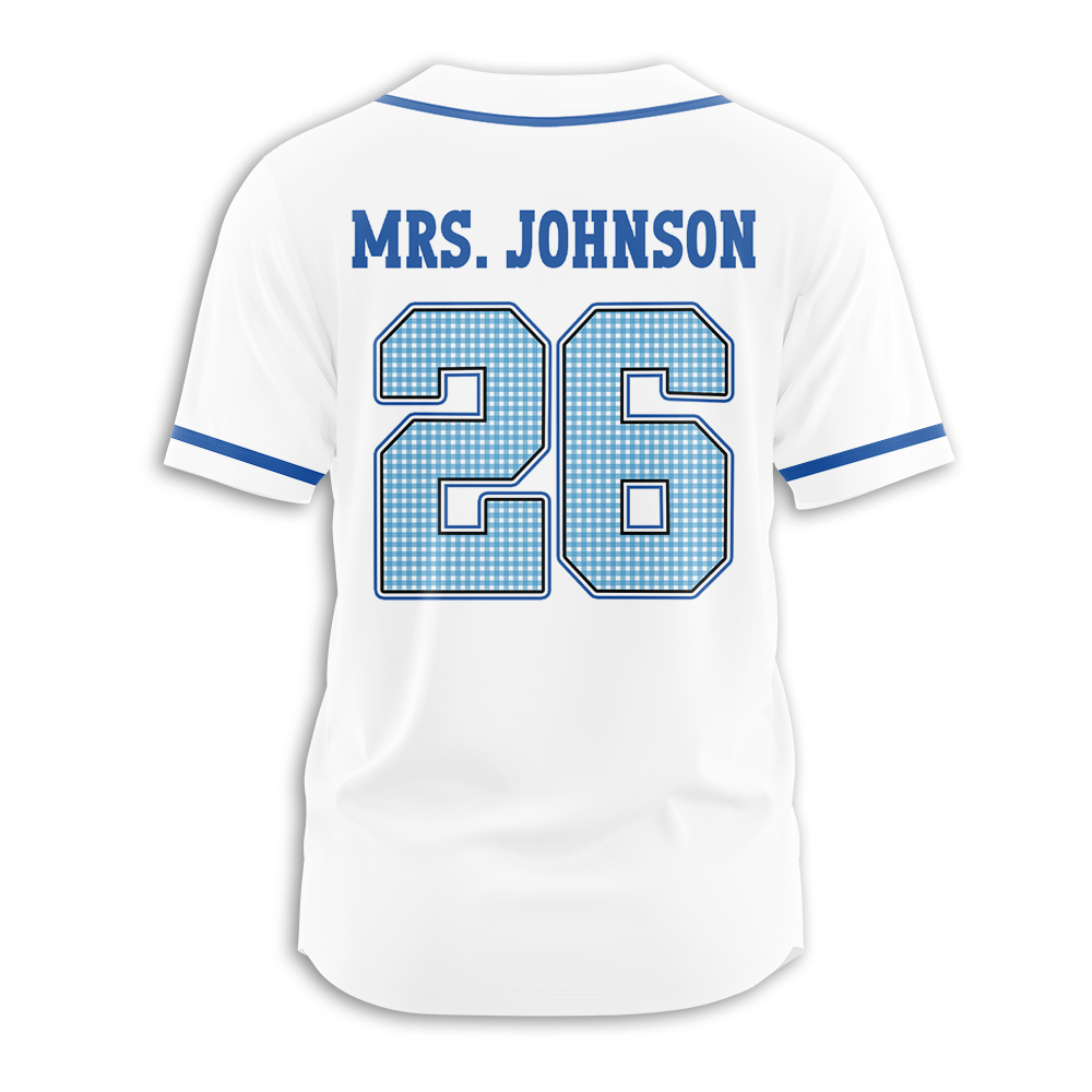 Personalized Greade And Name Coquette Bow Pennant Teacher Baseball Jersey