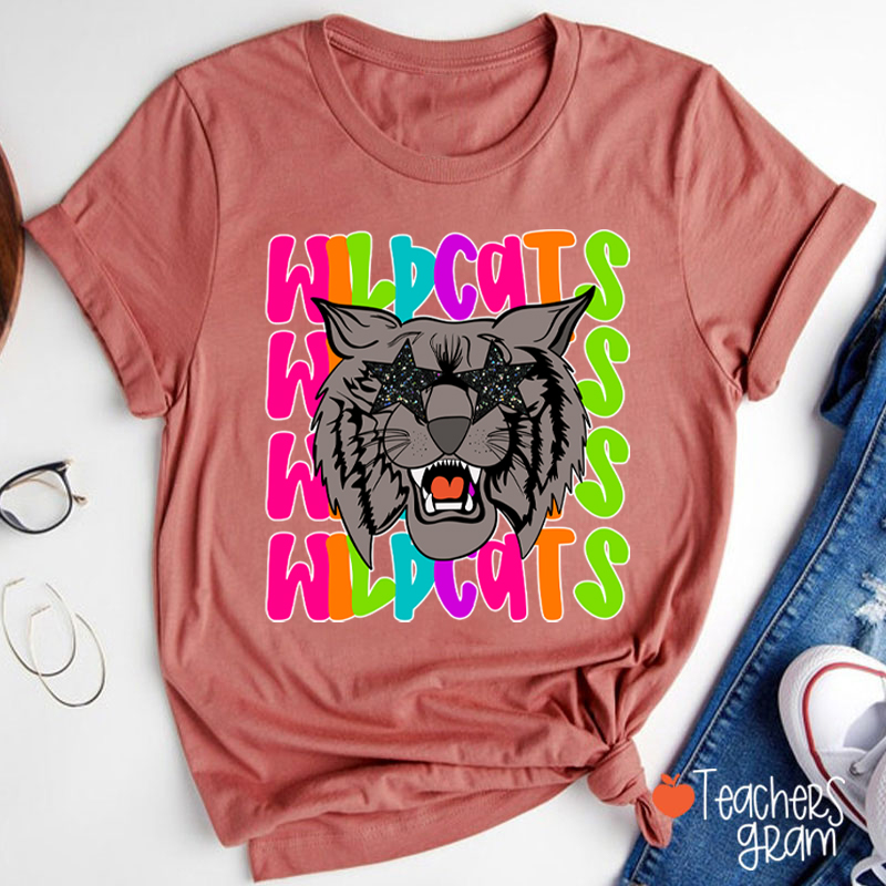 Personalized Mascot Star Glasses Teacher T-Shirt