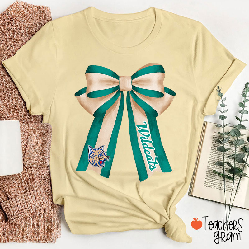 Personalized Mascot Coquette Bow Teacher T-Shirt