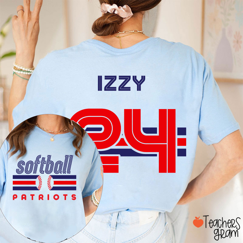 Personalized Mascot Name And Number Sport Teacher Two Sided T-Shirt