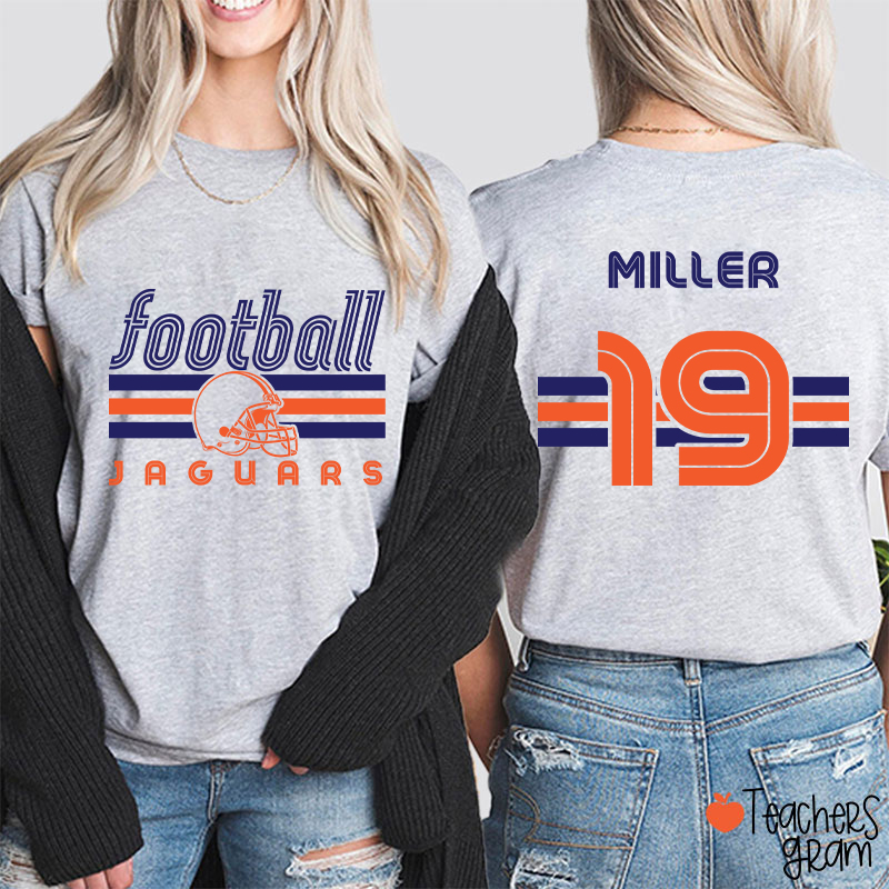 Personalized Mascot Name And Number Sport Teacher Two Sided T-Shirt