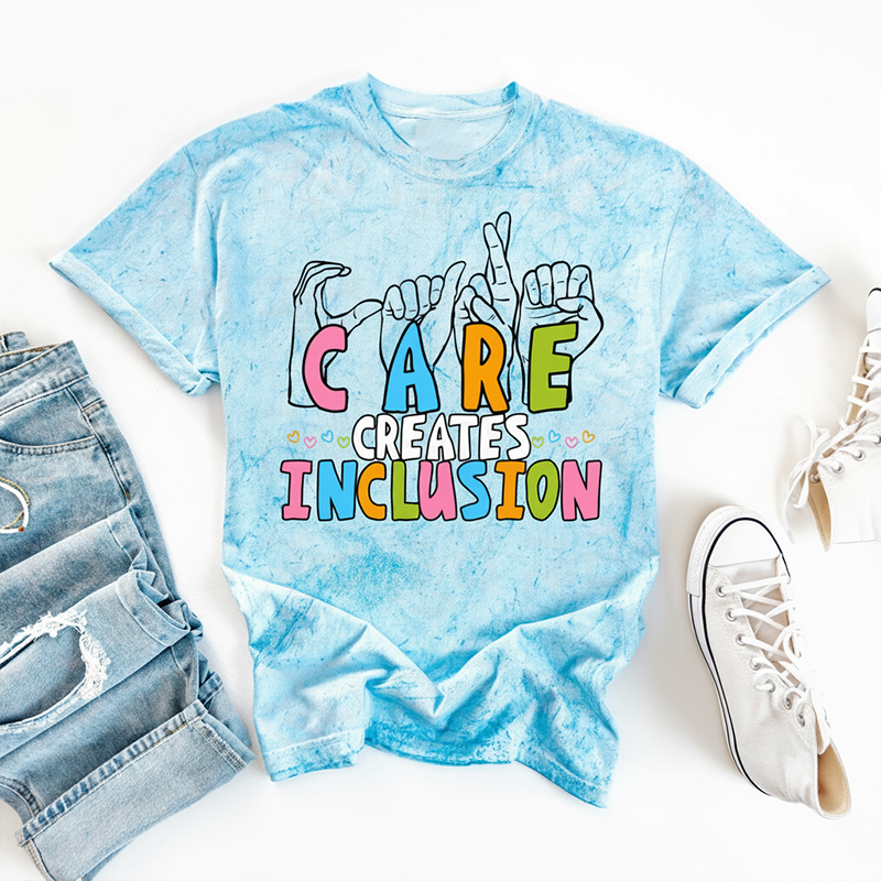Care Creates Inclusion Teacher Eco Oversized Graphic T-Shirt