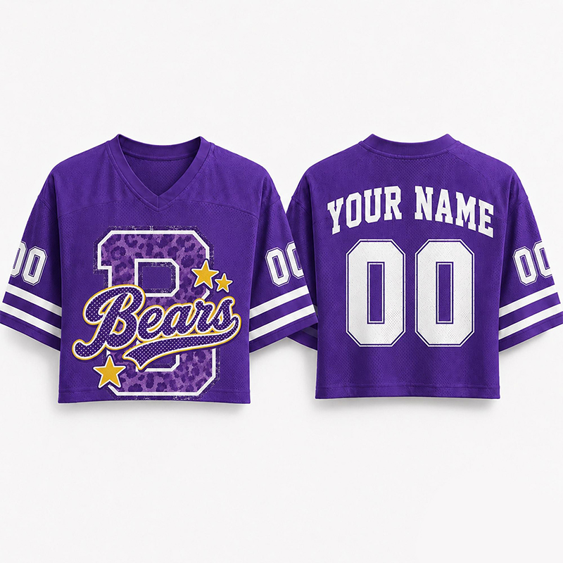 Personalized Mascot Leopard Varsity Letter Teacher Crop Jersey