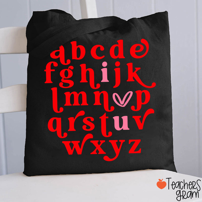 Valentine Alphabet I Love You Teacher Tote Bag