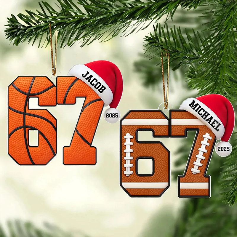 Personalized Name Six Seven Sport Christmas Teacher Ceramic Christmas Ornament
